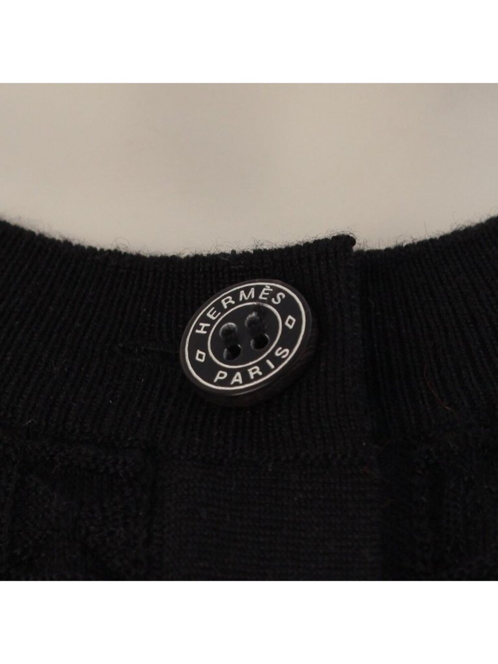Hermes Cashmere Series Button Cardigan Top Black 38 - Picture 7 of 10